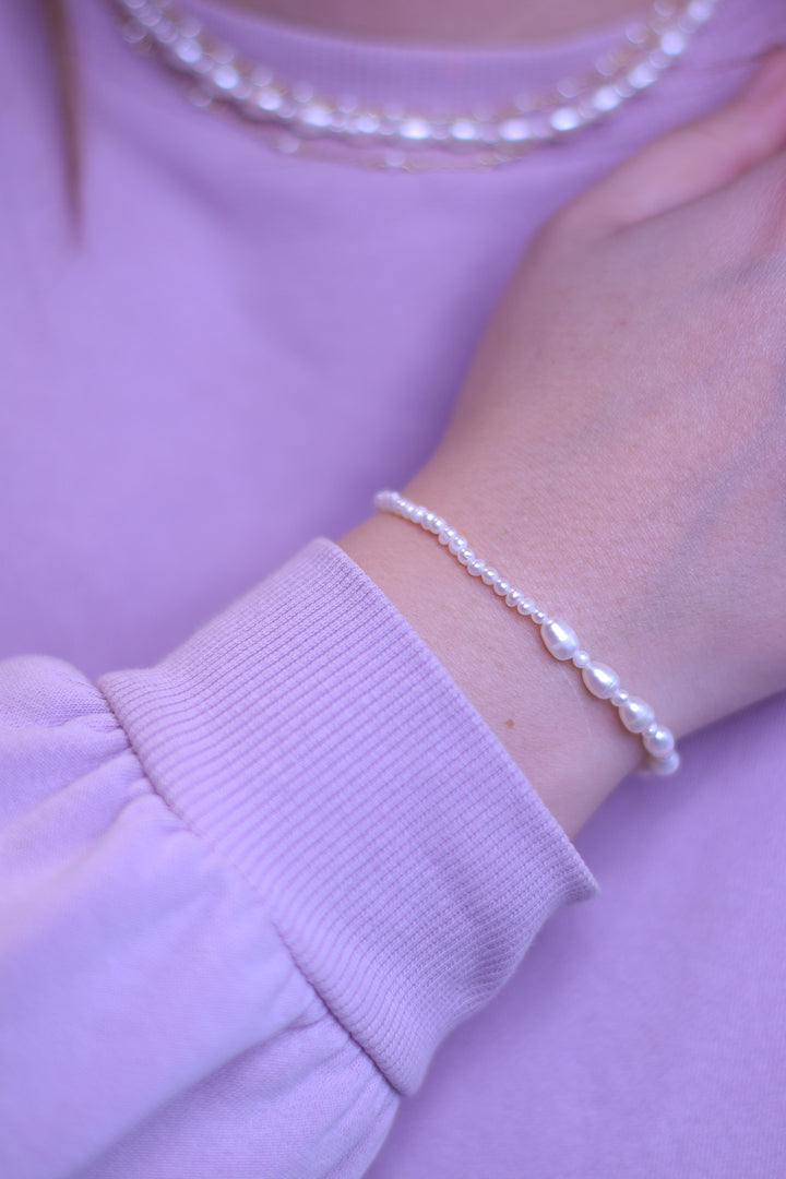 EVIG KLASSISK PERLE ARMBÅND SØLV