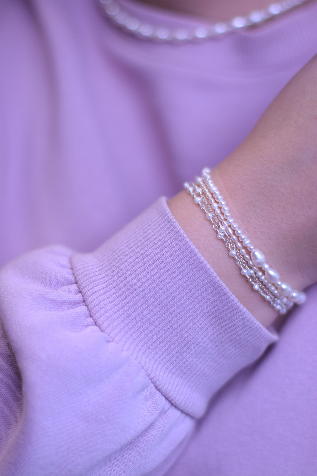 EVIG KLASSISK PERLE ARMBÅND SØLV